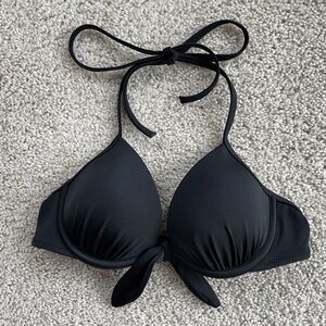 Shade & Shore Black Padded Molded Underwire Cups Halter Bikini Top Size 32B